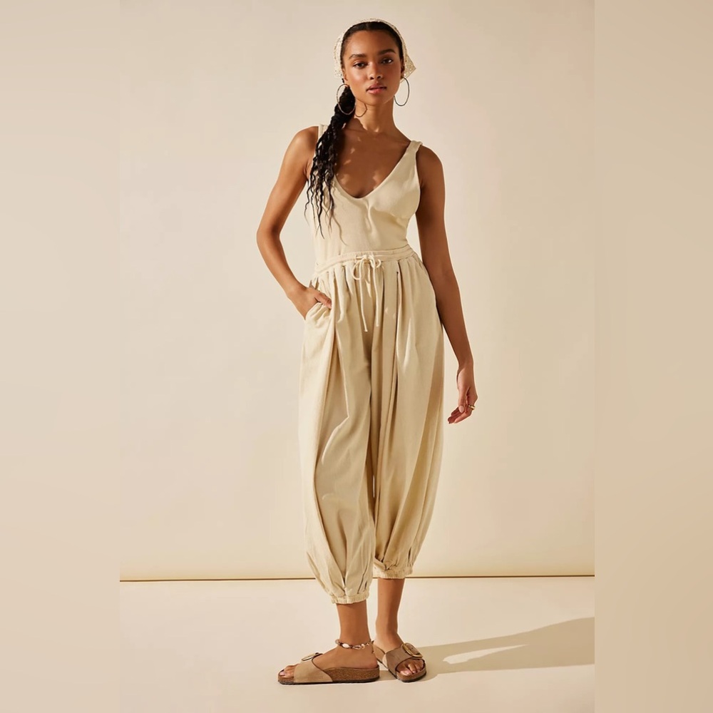 Free People Cream Jumpsuit